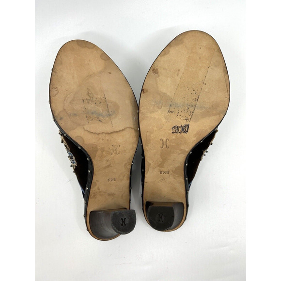 Cole Haan Women's Suede Embroidered Clogs Size 8B Brown Floral Boho Festival - Picture 8 of 8